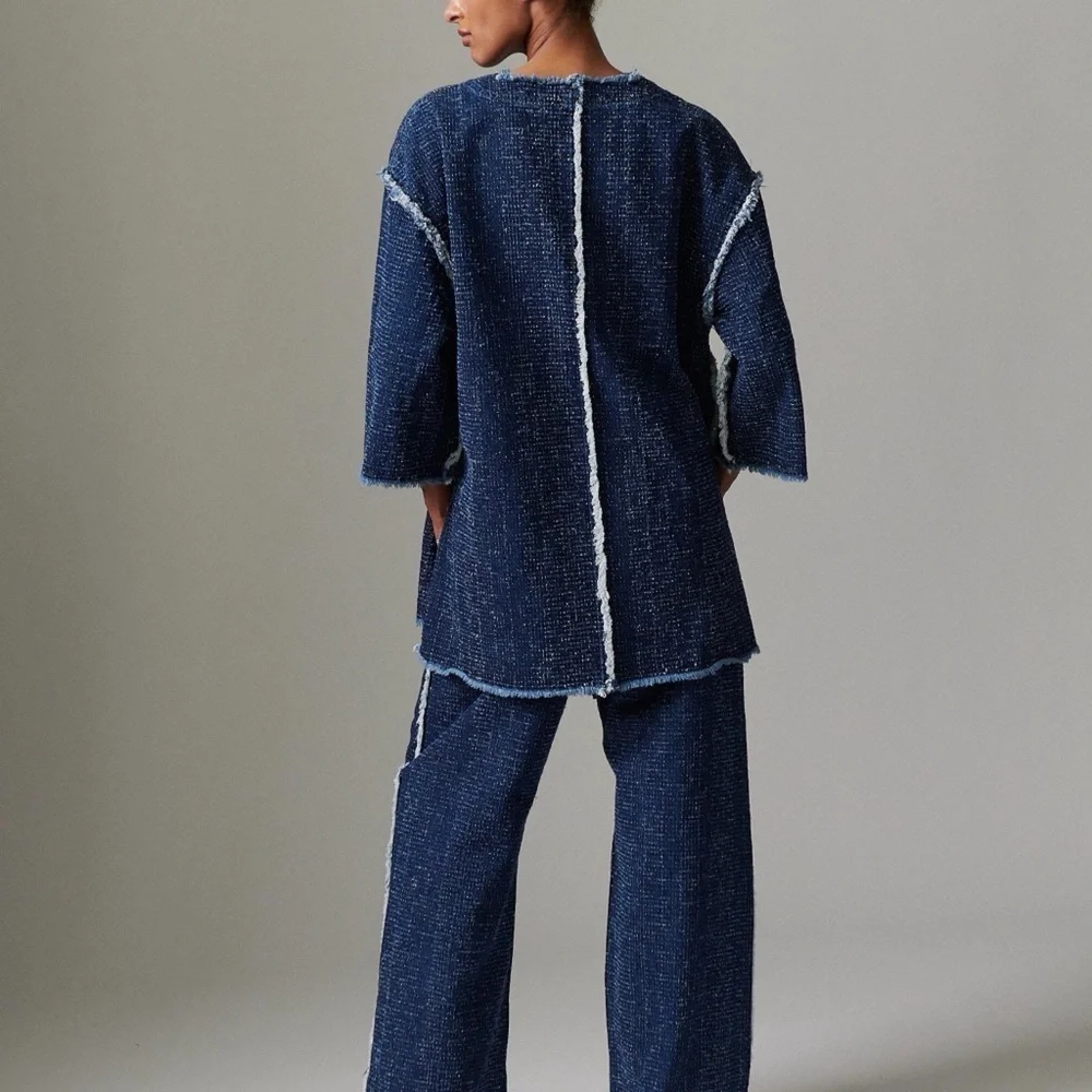 Day Birger et Mikkelsen Oversized Denim Tunic Top Deep V-Neck 100% Cotton
